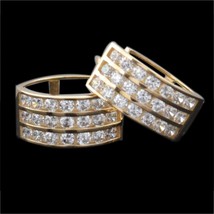 Hermoso 0.50CT Imitación Diamante Huggie Aro Pendientes 14K Oro Amarillo... - £59.80 GBP