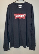 Levi&#39;s Mens T Shirt Crew Neck Batwing Logo Black &amp; Red Long Sleeve XL -Brand New - £9.06 GBP