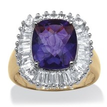 Womens 14K Gold Over Sterling Silver Amethyst And White Topaz Ring 6 7 8 9 - £367.69 GBP