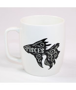 Pisces Coffee Mug Intuitive Gullible Porcelain Tea Cup 16 oz White And B... - £8.00 GBP