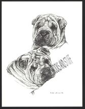 #370 SHAR PEI PUPS  portrait dog art print * Pen and ink drawing * Jan J... - $12.50
