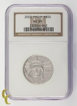 2002 Platino P$50 1/2 Onza Estatua De Liberty Graduado Por NGC Como MS-69 - £848.58 GBP