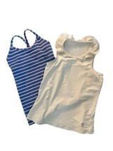 Lot of 2 Activewear Tank Tops Girls including IVIVVA White Striped Sz 6 - $19.19