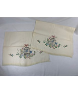 Vintage Stamped to Emborder - Tweety Bird Cage Floral  Pillow Case Set -... - £18.11 GBP