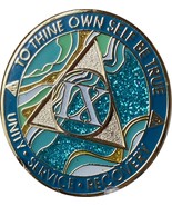 9 Year AA Medallion Elegant Marble Caribbean Aqua Glitter Blue Gold Plat... - $28.44 CAD