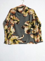 Oddy Womens Pullover Top Flower Size M Polyester Blend Brown Gray - $10.68