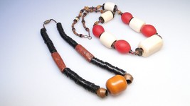 Vintage Estate Tribal Bead Necklaces Catlinite Chunky Beads 2 Strand Lot - £53.89 GBP