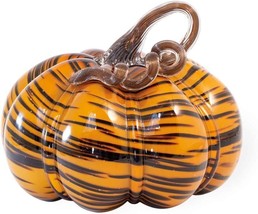  Tiger Stripe Pumpkin FEI19307 Figurine 9 x 7 Inches Handblown Glass - £35.60 GBP