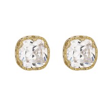 Yhpup Korean Delicate Square Small CZ Stud Earrings for Women Exquisite Shiny Cu - £10.66 GBP