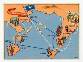 Span Route Map Brochure  Societa Partenopea Di Navagazione Italy  - $27.69