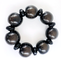 Marc by Marc Jacobs Chunky Bauble Bead Stretch Bracelet Black Gold Glitter - £19.05 GBP