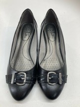 Life Stride Simply Comfort Black 6.5M Wedge Heel Pump Dress Shoes Buckle - £11.16 GBP