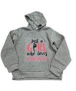 Girls Gymnastics Themed Gray Hoodie Sweatshirt With Pink &amp; Black Print - $26.24 CAD