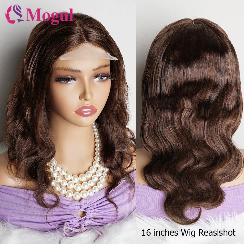 13x4 Lace Frontal Wigs Brown Body Wave 4x4 Lace Closure Wig Free Middle Pa - £43.66 GBP+