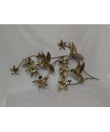 Vintage Mid Century Brass Hummingbirds &amp; Flowers Wall Hanging MCM 18X11, - £14.50 GBP