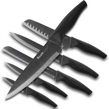 Wanbasion Black Stainless Steel Knife Set, Professional Kitchen Knife Set With - £27.12 GBP