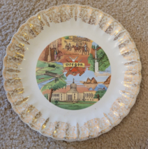 Collector Plate State of OREGON 9 1/4&quot; Gold Rim Capitol, Caves, Pendleton, Lake - £7.01 GBP