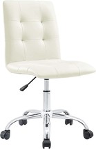 White Modway Prim Ribbed Armless Mid Back Swivel Conference Office Chair - £55.46 GBP