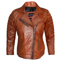 Ladies Leather Jacket Soft Genuine Sheepskin Slim fit Classic Biker Style Jacket - £72.83 GBP+