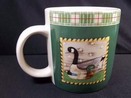 Wilson &amp; Wilson Folk Art coffee mug duck decoy panels green 2002 12 oz - $8.03