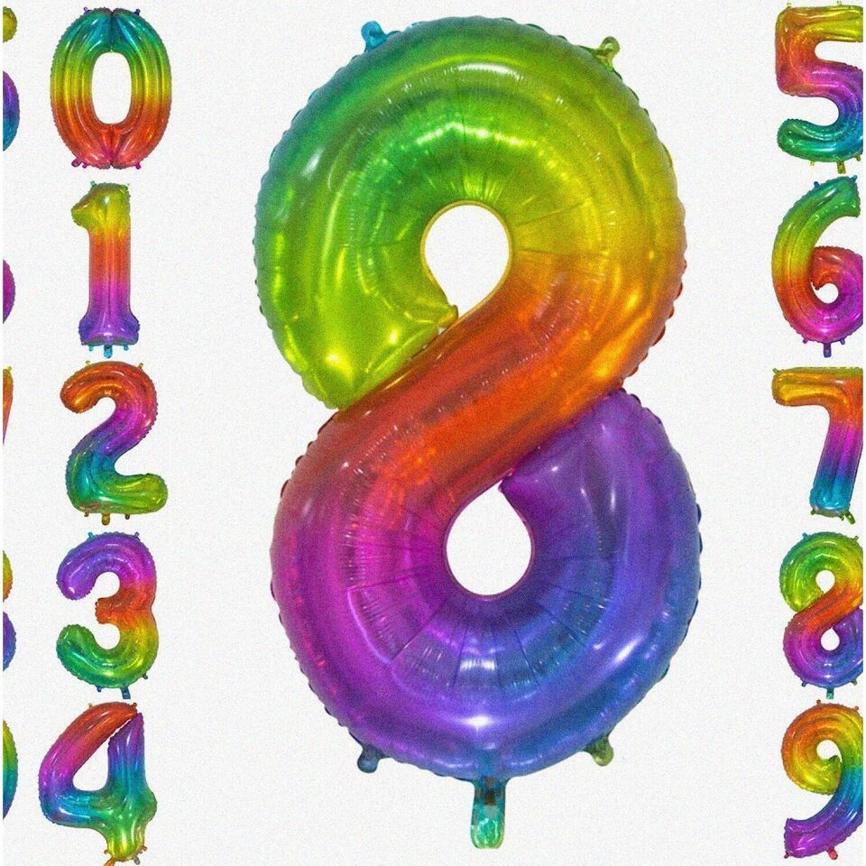 Rainbow Dreams 8th Birthday Balloon - 40 Inch, Silver Back, Girl Party D... - $18.80