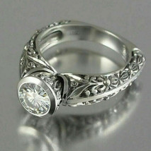 Filigree Engagement Ring 2.00Ct Round Cut Diamond 14k White Gold Finish Size 9.5 - £125.35 GBP
