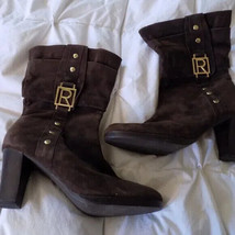 Chocolate Brown Genuine Suede Ankle Boots Size 11 - $16.12