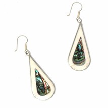 Global Crafts Handcrafted Taxco Alpaca Silver &amp; Abalone Teardrop Earring... - £21.79 GBP+