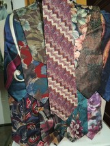 Lot of 12 Vintage Neck Tie/Necktie Silk floral &amp; abstract 58-60&quot;+x3.5-4&quot; 80s 90s - £11.31 GBP
