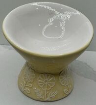 Mellow &amp; Mod Pet Bowl Elevated and Tilted Small Ceramic Yellow Dish New - $17.77