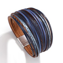 Boho Thin Strip Multilayer Leather Bracelets for Women Fashion Multicolor Shred  - £14.22 GBP