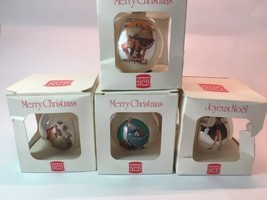 Vintage Burger King Christmas glass Christmas ornaments lot of 4 classic theme   - £18.58 GBP