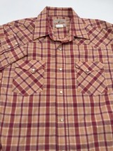 Vtg Wrangler American Cowboy Mens XL Shirt Diamond Pearl Snap Plaid Long Sleeve - £14.24 GBP