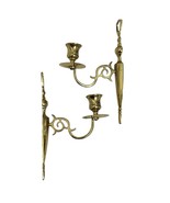 Vintage Mid Century Brass Wall Sconce Single Arm Candle Holders 9&quot; Lot of 2 - $33.25