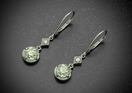 2.70Ct Round CZ Vintage &amp; Art Deco Engagement Earrings 925 Sterling Silver - £91.54 GBP