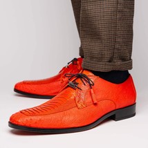 Andretti Genuine Ostrich Leg Dress Derby's Tasseled laces Shoes Orange image 6