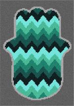 Pepita Needlepoint Canvas: Hamsa Chevron Green, 7&quot; x 10&quot; - $50.00+