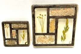 VTG 70s Acrylic Wall Cabinet Footed Trivets 5&quot; and 8&quot; Floral Seeds Grain Lot 2 - £19.56 GBP