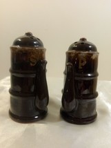 Vintage Teapot/ Coffee Pot Salt and Pepper Shakers Brown Stoneware - £11.87 GBP