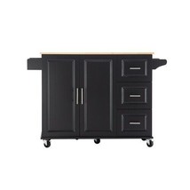 Kitchen Island &amp; Kitchen Cart, Mobile Kitehcn Island with Extensible Rubber Wood - £275.83 GBP