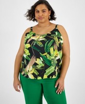 Bar III Plus Size Printed Cowlneck Cam BlackGreen 3X - $15.00