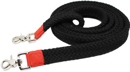 Pro Cotton Horse Roping Western Barrel Reins Braided Black Red Snap 607112 - $294.58 MXN