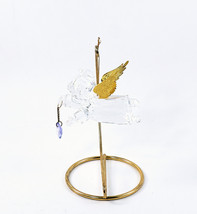 Roman Inc. Clear Angel Figurine Bless This Child Glass Metal Gold Wings Stand 6&quot; - £7.82 GBP