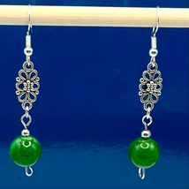 BBN Burmese Jade &amp; Silver Dangles Earrings - £35.78 GBP