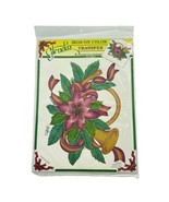Dimensions Iron-On Transfer Christmas Poinsettia and Horn  Full Color Craft - £11.32 GBP