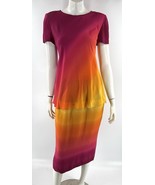 VTG Donna Morgan Two Piece Outfit Size 6 Pink Orange Ombre Silk Top &amp; Sk... - $79.20