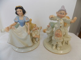 2002 Disney Lenox Snow White &amp; the Seven Dwarfs Candlesticks Set  - £109.34 GBP