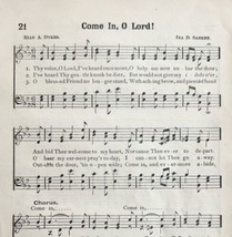 1894 Sheet Music Come In O Lord Christian Victorian Gospel Hymns 7.75 X 5&quot; - $13.99