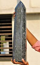 XXL 40.6lb Black Larvikite Crystal Healing Stone Obelisk Tower Displat S... - $2,031.84