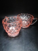 Fostoria Pink Whitehall Jeanette Cubist Creamer And Sugar - $54.45